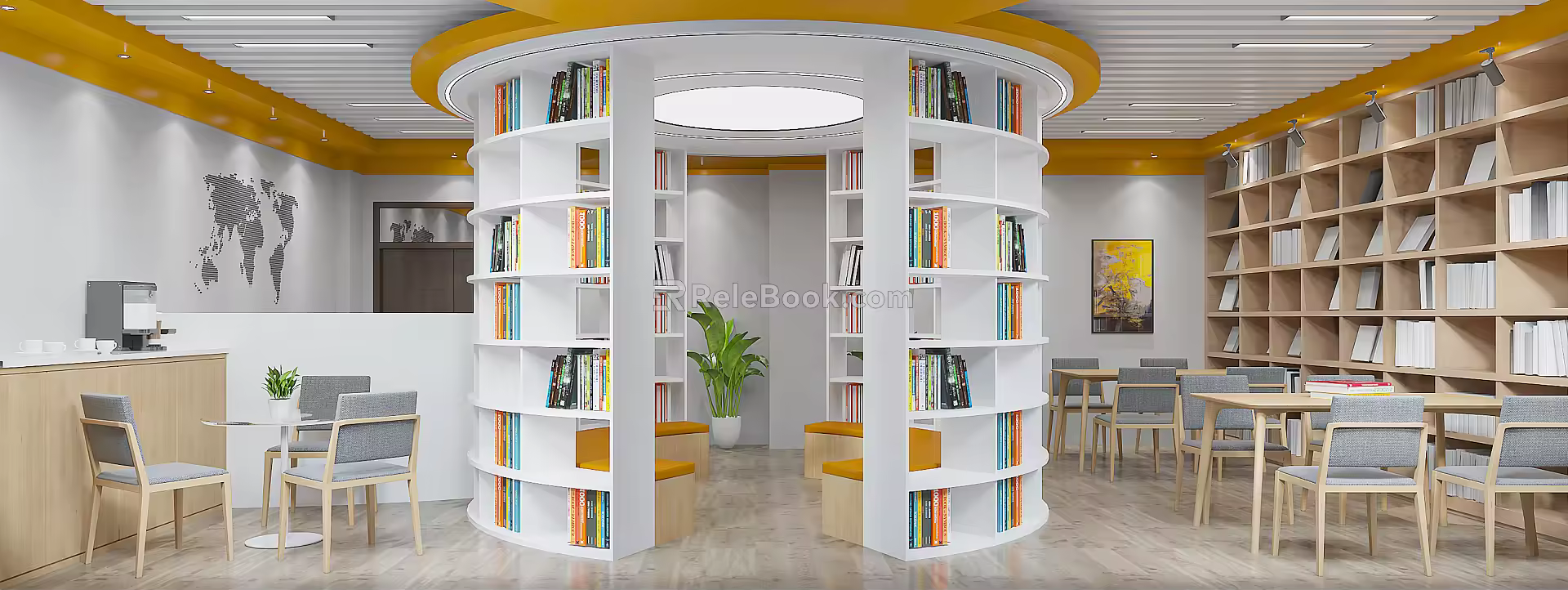 modern reading room library reading room 3d model