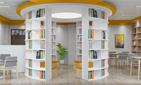 modern reading room library reading room 3d model