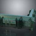 Traditional Green Brick Building Design With Symmetrical Roof And Decorative Portico