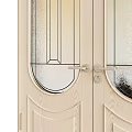Stylish Double Doors With Arched Top Glass Panels Light And Black Finishes For Home Entry