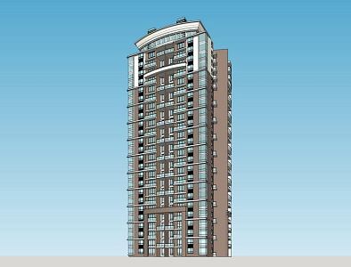 modern high-rise residence 3d model