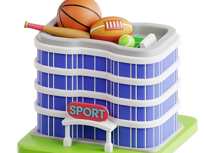 stadium basketball baseball tennis cartoon stadium cartoon ball 3d model