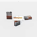 Vintage Metal Decorative Tins With Rustic Design And Brand Labels On White Background