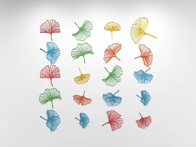 Colorful Ginkgo Leaf Wall Art Decorative Design On White Background 3d model