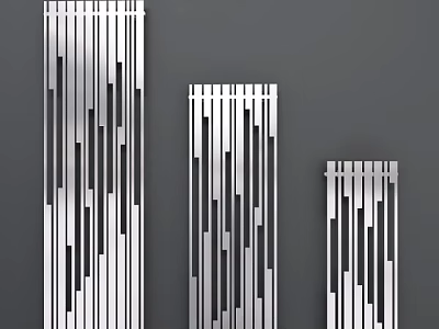 Modern Metal Radiators with Vertical Striped Design Available in Three Different Sizes 3d model