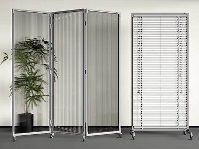 Modern Screen Folding Screen Aluminum Profile Screen Partition Glass Screen 3d model
