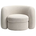 Modern Light Beige Upholstered Single Sofa With Rounded Armrests And Curved Backrest 3d model
