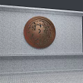 Gray Stone Feature Wall With Circular Copper Relief And Intricate Patterns 3d model