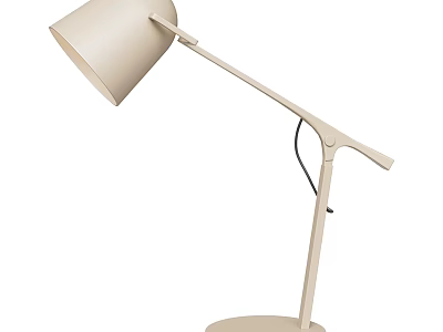 Beige Minimalist Table Lamp With Adjustable Arm And Stable Base For Home Office 3d model