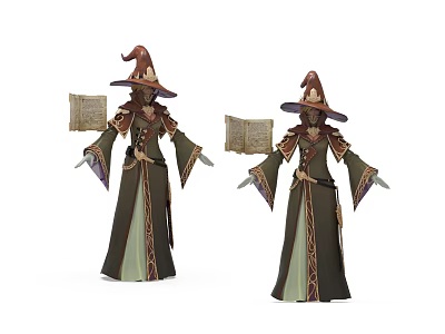 Modern Game Character Magic Girl Wizard 3d model