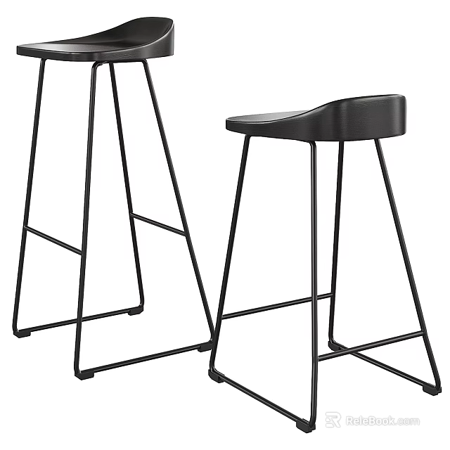 Modern Bar Stools With Black Metal Frame And Sleek Minimalist Design For Kitchen 3d model