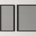 Modern Double Black Frame Room Dividers With Grid Pattern Design 3d model