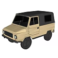 Beige Compact Off-Road Car With Gray Roof And Rugged Tires Design