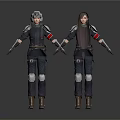 Two Tactical Characters In Combat Gear With Protective Armor And Gloves