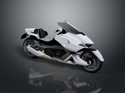 White Stylish Modern Motorcycle With Sleek Futuristic Design And Windshield 3d model