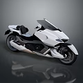 White Stylish Modern Motorcycle With Sleek Futuristic Design And Windshield