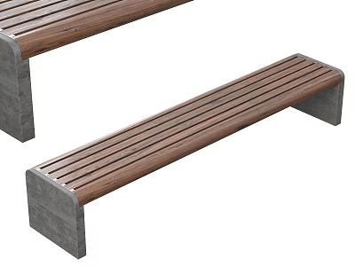 Modern Wooden Slat Bench With Sturdy Concrete Legs For Outdoor Seating Areas 3d model