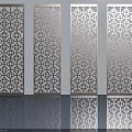 Four Blue Swing Doors With Intricate Openwork Patterns And Modern Design 3d model