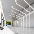 Modern Elevator Lobby Interior Design With Sleek Lighting And Spacious Marble Floor Decor 3d model