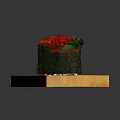 Delicious Nori Wrapped Sushi Rolls With Red Fish Roe On Wooden Board