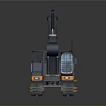 Modern Blue And Orange Crawler Excavator Construction Equipment With Cab Tracks And Bucket