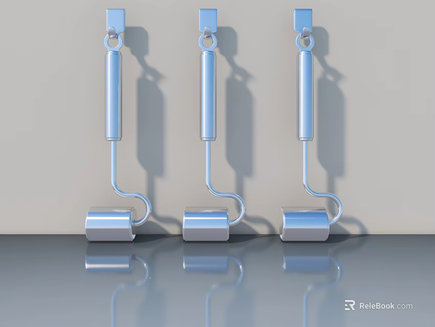 Modern Silver Swing Door Handles With Three Stylish Designs And Reflection 3d model