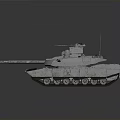 Modern Military Tank with Cannon Turret Tracks and Antenna Sensors on Reflective Surface