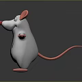 3D White Cartoon Game Movie Character With Pink Ears Nose Paws And Arms Outstretched