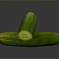 Whole And Sliced Fresh Green Cucumber With Juicy Flesh And Seeds On Dark Background