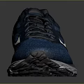 Navy Blue Mesh Upper Running Sneakers With White Sole And Accent Design