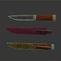 Classic Fixed Blade Knife With Brown Leather Sheath And Wooden Handle Design