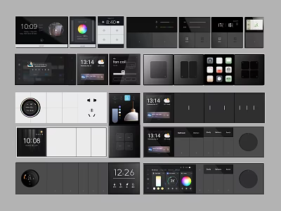Modern Switch Panels With Digital Display Screens And Multiple Style Options For Smart Homes 3d model