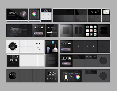 Modern Switch Panels With Digital Display Screens And Multiple Style Options For Smart Homes 3d model