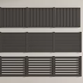 Black Metal Railings Featuring Three Different Vertical Slat Designs On Light Wall 3d model