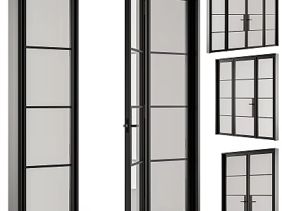 Modern Black Framed Glass Windows With Multiple Sizes And Paneled Design For Home Interior 3d model