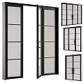 Modern Black Framed Glass Windows With Multiple Sizes And Paneled Design For Home Interior 3d model