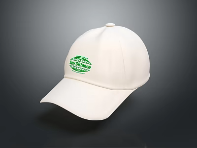 White Baseball Cap With Green Circular Logo And Stylish Casual Design 3d model