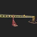 Industrial Crane Featuring Yellow Red Structure Long Arm And Mobile Wheels