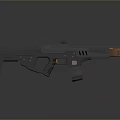 Futuristic Sci Fi Gun with Sleek Gray Body and Orange Accent Details