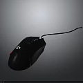 Black Wired Gaming Mouse With G Logo On Gray Background Surface Design 3d model
