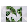 Modern Green Plant Wall Design With White Geometric Panels And Lush Foliage Arrangement