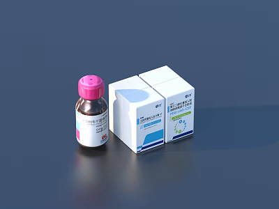 Daily Life Healthcare Products With Pink Cap Bottle And White Boxes 3d model
