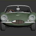Light Green Classic Convertible Car With Orange Interior And Silver Wheels 3d model