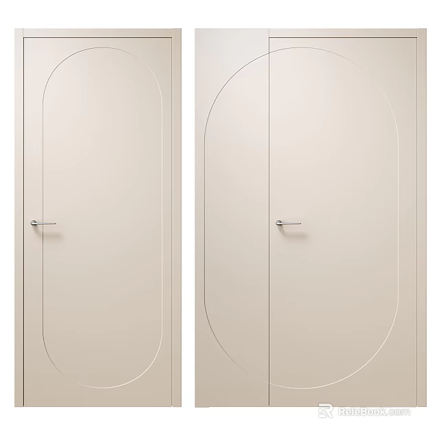 Minimalist Modern Hinged Doors Design With Sleek Handle For Home Interior Decoration 3d model 