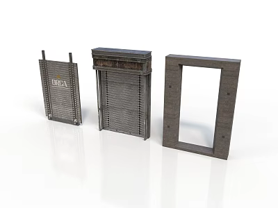 Metal Building Models With Facade Door Frames And LIBRA Text 3d model