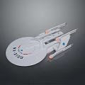 White Sci Fi Spaceship Model With Detailed Structure And Orange Lights 3d model