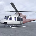 Sleek Modern Helicopter With Silver Red Body And Rotors On Outdoor Tarmac