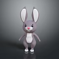 Gray Rabbit Character 3D Model With White Belly Pink Nose Standing Pose 3d model