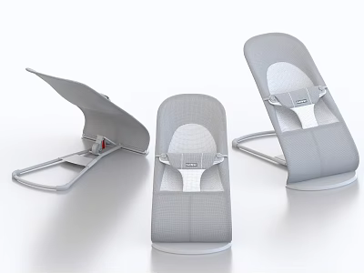Modern Gray Baby Bouncer With Mesh Seat Metal Frame And Adjustable Positions For Newborn Comfort 3d model