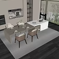 Modern Dining Table Set With Beige Chairs Dark Legs In Contemporary Kitchen Natural Light